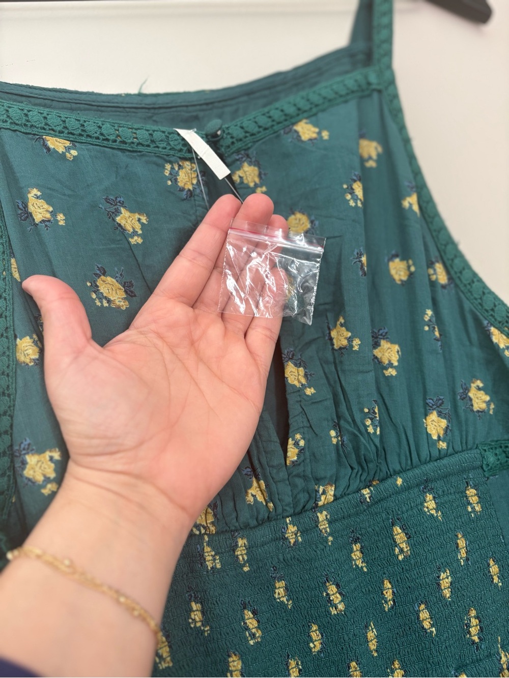 Free People Daydreamer Midi Floral Green Tiered Dress Sundress Womens Large Boho - Picture 6 of 7